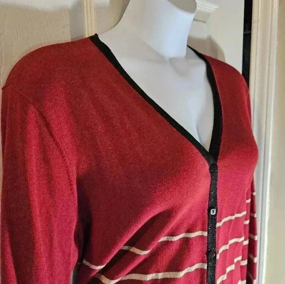 Emma James Red Gold Cardigan Plus Sz 2